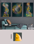 现代简约晶瓷画抽象发财鱼装饰画