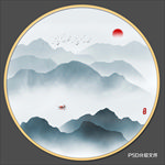 圆形山水画