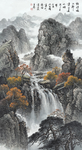 新中式中国风竖版山水画背景墙