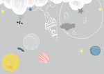 火箭宇宙星球儿童房背景墙