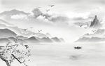 新品灰色新山水画 tif分层