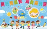 卡通儿童开心乐园背景墙图片