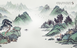 新中式水墨山水电视背景墙