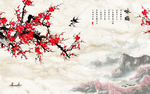 新中式梅花电视背景墙
