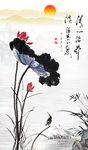 水墨画荷花