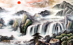 山水瀑布