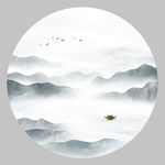 圆形山水画