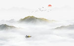 中式水墨山水画