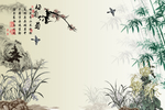 梅兰竹菊背景墙