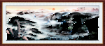 迎客松山水画国画
