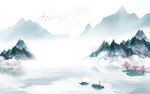 现代中式风山水画 tif分层