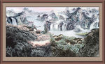 财源广进 山水背景墙 山水画