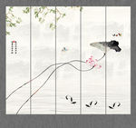 荷花九鱼图