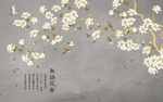 工笔花鸟背景墙