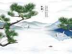 国画中式水墨山水背景墙