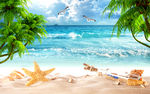 棷树海景海上风光电视背景墙