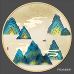 圆形山水画