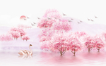简约樱花背景墙