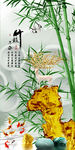石来运转麋鹿山水玄关装饰画