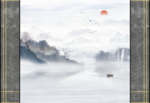轻奢新中式禅意意境水墨山水背景