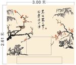 山水梅花 鸟 真诚赢天下硅藻泥