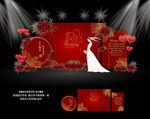 红色系婚礼 红色迎宾区