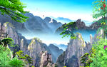 流水生财山水情电视背景墙