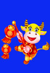 卡通牛牛年门画牛年门贴