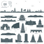 桂林地标建筑剪影