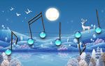 音符月夜电视背景墙