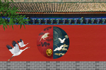 中式中国风故宫红复古背景墙