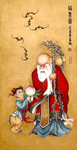 福寿图水墨画工笔画油画