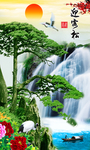 迎客松山水画玄关