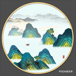 圆形山水画