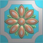 正方形石雕洋花贴花精雕图灰度图