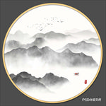 圆形山水画