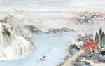 高清 客厅山水画 TIF分层