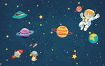 卡通太空宇宙飞船背景墙图片