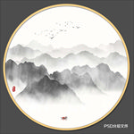 圆形山水画