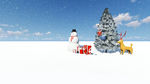 圣诞松树装饰与雪猴