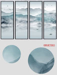 新中式禅境水墨山水背景装饰画