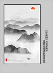 禅意水墨山水玄关装饰画
