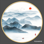 圆形山水画