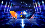 3d立体宇宙星空地板地画地贴