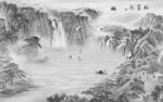 国画高档灰色山水 TIF分层