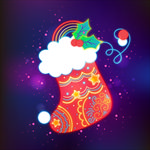 霓虹灯光感圣诞袜子矢量素材