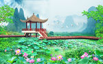 山清水秀流水生财风景画