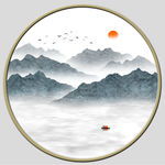 圆形山水画