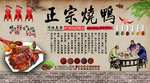 烧鸭饭店工装背景墙