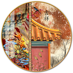 中国红宫墙国潮民俗装饰画